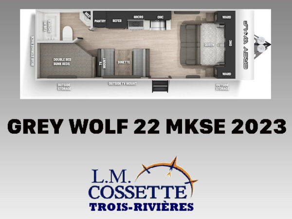 Grey Wolf 22 MKSE 2023-LM Cossette inc. vr-roulotte-fifth wheel-cargo-arctic wolf -cherokee-grey wolf-wolf pup-kodiak cub-aspen trail-dutchmen-forest river-freedom express select-coachmen-apex nano -Trois-Rivières