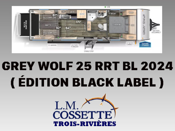 Grey Wolf 25 RRT BL 2024 ( Édition black Label ) -LM Cossette inc. vr-roulotte-fifth wheel-cargo-arctic wolf -cherokee-grey wolf-wolf pup-kodiak cub-aspen trail-dutchmen-forest river-freedom express select-coachmen-apex nano -Trois-Rivières
