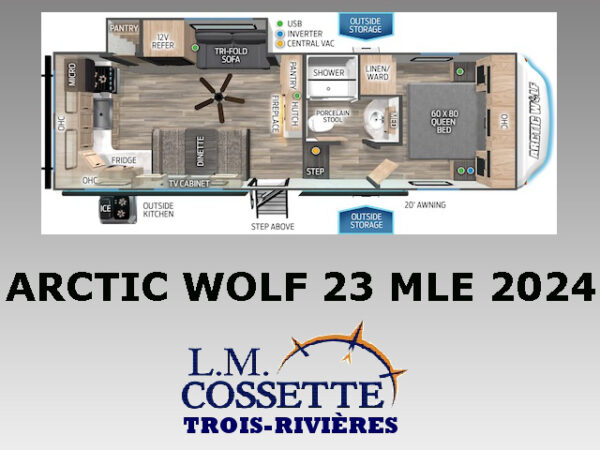 Arctic Wolf 23 MLE 2024--LM Cossette inc. vr-roulotte-fifth wheel-cargo-arctic wolf -cherokee-grey wolf-wolf pup-kodiak cub-aspen trail-dutchmen-forest river-freedom express select-coachmen-apex nano -Trois-Rivières