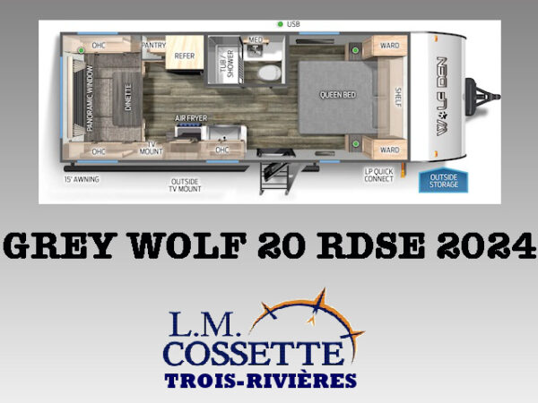 Grey Wolf 20 RDSE 2024-LM Cossette inc. vr-roulotte-fifth wheel-cargo-arctic wolf -Remote-Clipper-cherokee-grey wolf-wolf pup-kodiak cub-aspen trail-dutchmen-forest river-freedom express select-coachmen-apex nano -Trois-Rivières