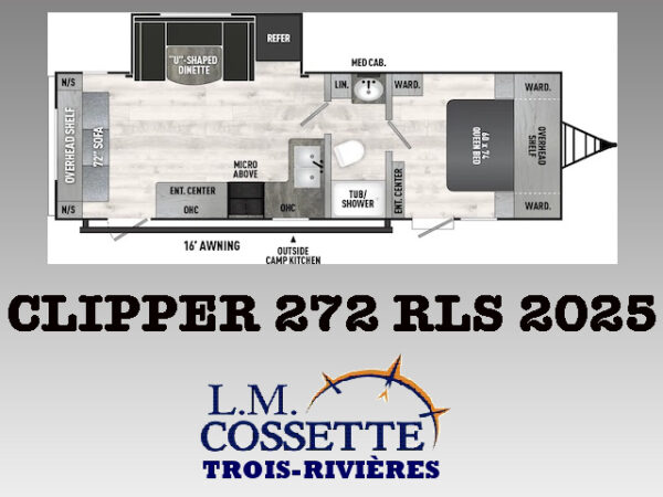 Clipper 272 RLS 2025-LM Cossette inc. vr-roulotte-fifth wheel-cargo-arctic wolf -Remote-Clipper-cherokee-grey wolf-wolf pup-kodiak cub-aspen trail-dutchmen-forest river-freedom express select-coachmen-apex nano -Trois-Rivières