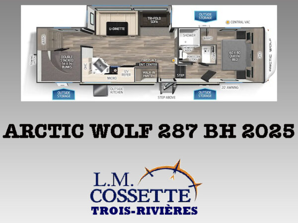 Arctic Wolf 287 BH 2025-LM Cossette inc. vr-roulotte-fifth wheel-cargo-arctic wolf -Remote-Clipper-cherokee-grey wolf-wolf pup-kodiak cub-aspen trail-dutchmen-forest river-freedom express select-coachmen-apex nano -Trois-Rivières