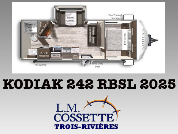 Kodiak 242 RBSL 2025-LM Cossette inc. vr-roulotte-fifth wheel-cargo-arctic wolf -Remote-Clipper-cherokee-grey wolf-wolf pup-kodiak cub-aspen trail-dutchmen-forest river-freedom express select-coachmen-apex nano -Trois-Rivières