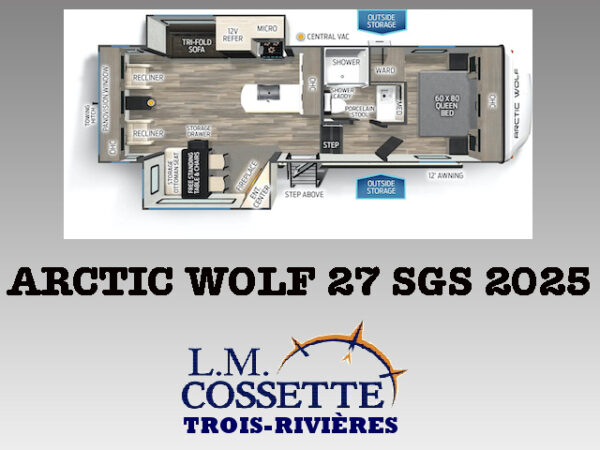 Arctic Wolf 27 SGS 2025-LM Cossette inc. vr-roulotte-fifth wheel-cargo-arctic wolf -Remote-Clipper-cherokee-grey wolf-wolf pup-kodiak cub-aspen trail-dutchmen-forest river-freedom express select-coachmen-apex nano -Trois-Rivières