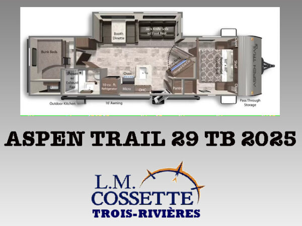 Aspen Trail 29 TB 2025-LM Cossette inc. vr-roulotte-fifth wheel-cargo-arctic wolf -Remote-Clipper-cherokee-grey wolf-wolf pup-kodiak cub-aspen trail-dutchmen-forest river-freedom express select-coachmen-apex nano -Trois-Rivières