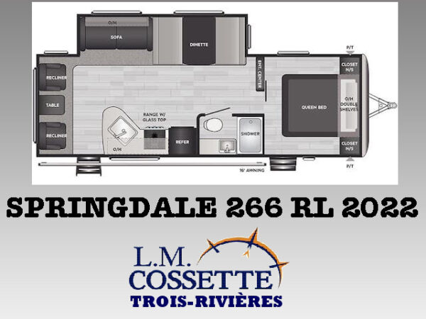Springdale 266 RL 2022-LM Cossette inc. vr-roulotte-fifth wheel-cargo-arctic wolf -Remote-Clipper-cherokee-grey wolf-wolf pup-kodiak cub-aspen trail-dutchmen-forest river-freedom express select-coachmen-apex nano -Trois-Rivières