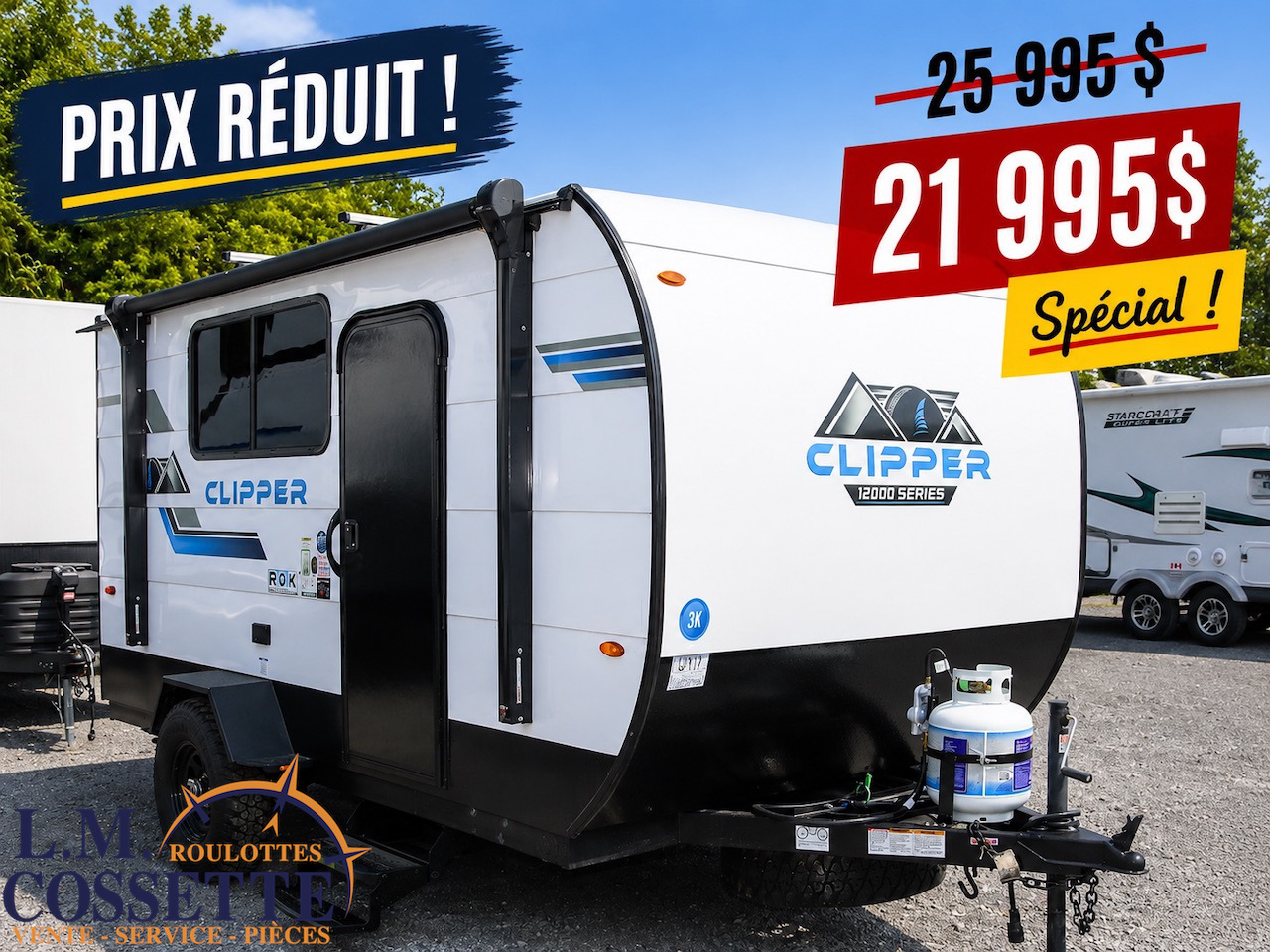 Clipper 12000 ROK 2025--LM Cossette inc. vr-roulotte-fifth wheel-cargo-arctic wolf -Remote-Clipper-cherokee-grey wolf-wolf pup-kodiak cub-aspen trail-dutchmen-forest river-coachmen-apex nano -arctic wolf-Trois-Rivières
