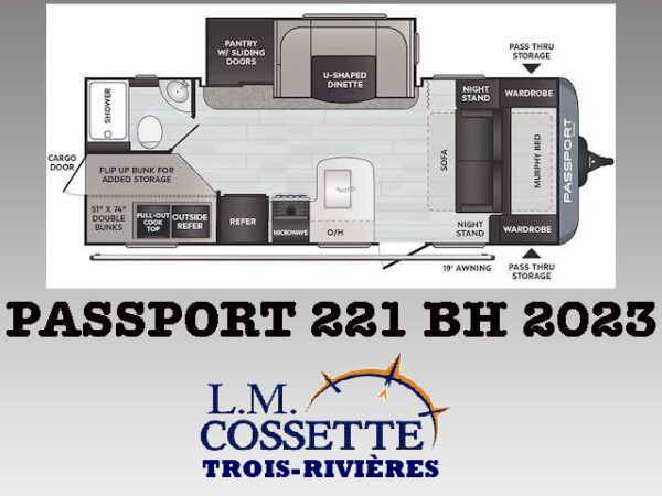 Passport 221 BH 2023-LM Cossette inc. vr-roulotte-fifth wheel-cargo-arctic wolf -Remote-Clipper-cherokee-grey wolf-wolf pup-kodiak cub-aspen trail-dutchmen-forest river-freedom express select-coachmen-apex nano -Trois-Rivières