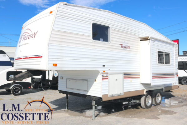 Terry 24 5C 2002-LM Cossette inc. vr-roulotte-fifth wheel-cargo-arctic wolf -Remote-Clipper-cherokee-grey wolf-wolf pup-kodiak cub-aspen trail-dutchmen-forest river-freedom express select-coachmen-apex nano -Trois-Rivières-fond-fond-fond