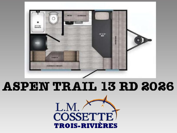 Aspen Trail 13 RD 2026-LM Cossette inc. vr-roulotte-fifth wheel-cargo-arctic wolf -Remote-Clipper-cherokee-grey wolf-wolf pup-kodiak cub-aspen trail-dutchmen-forest river-freedom express select-coachmen-apex nano -Trois-Rivières-fond-fond-fond